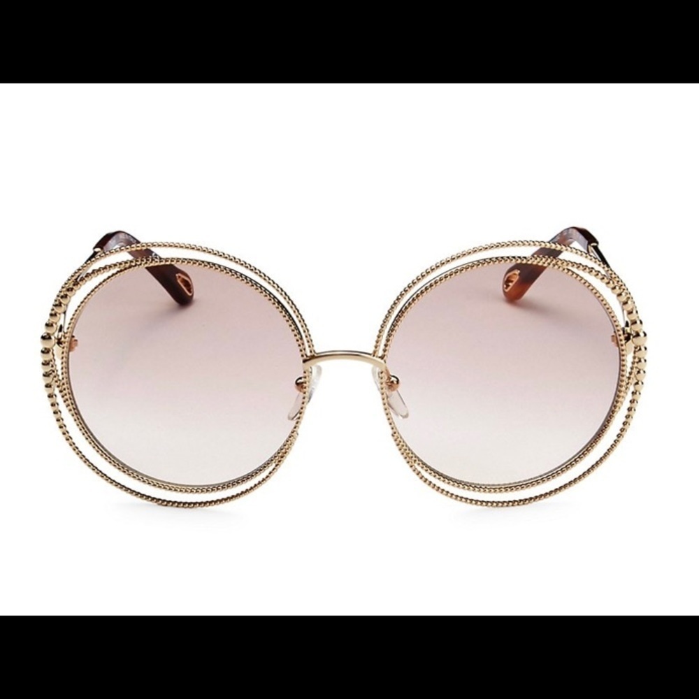 Chloe 58mm Round Gold Sunglasses